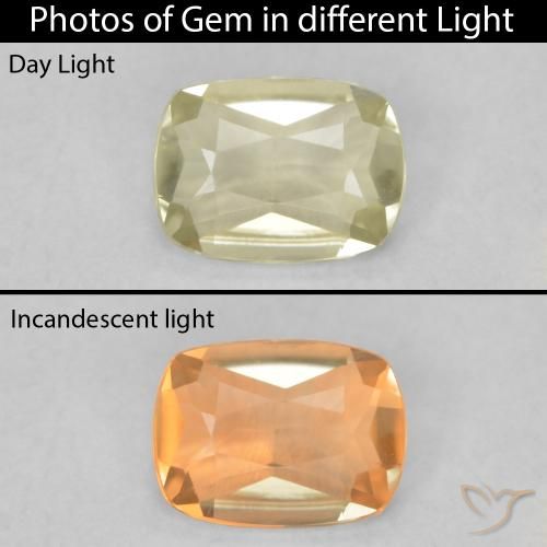 0.45ct Natural Amarillo claro Diásporo con Cambio de Color, Forma Cojín, VVS