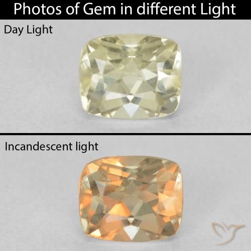 0.82ct Natural Amarillo claro Diásporo con Cambio de Color, Forma Cojín, VVS