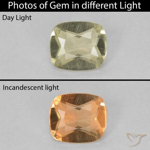 0.44ct Natural Amarillo claro Diásporo con Cambio de Color, Forma Cojín, VVS
