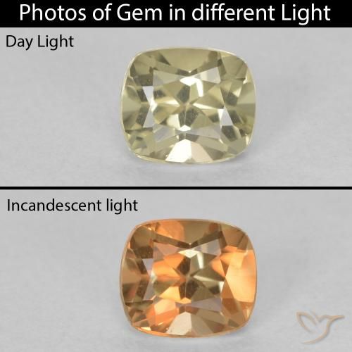 0.60ct Natural Amarillo claro Diásporo con Cambio de Color, Forma Cojín, VVS-VS