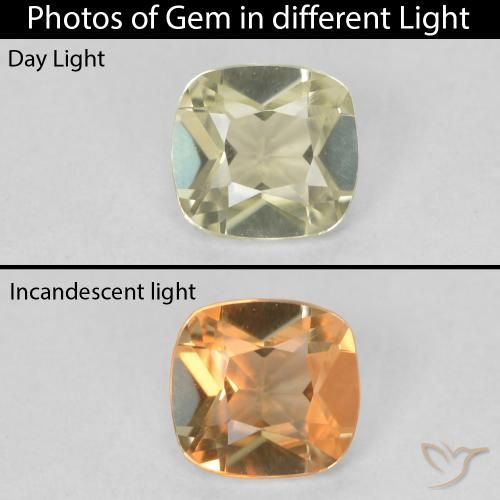 0.57ct Natural Amarillo claro Diásporo con Cambio de Color, Forma Cojín, VVS