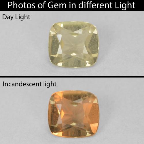 0.54ct Natural Amarillo claro Diásporo con Cambio de Color, Forma Cojín, VS