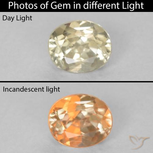 0.33ct Natural Beige amarillo Diásporo con Cambio de Color, Ovalada, VS