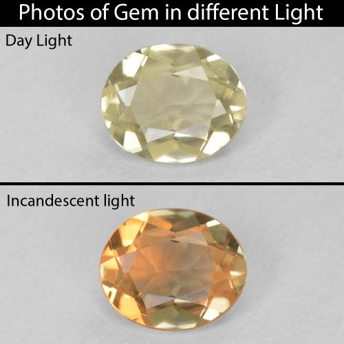 0.41ct Natural Amarillo muy claro Diásporo con Cambio de Color, Ovalada, VS