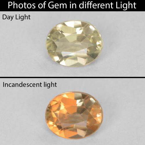 0.29ct Natural Amarillo muy claro Diásporo con Cambio de Color, Ovalada, VS