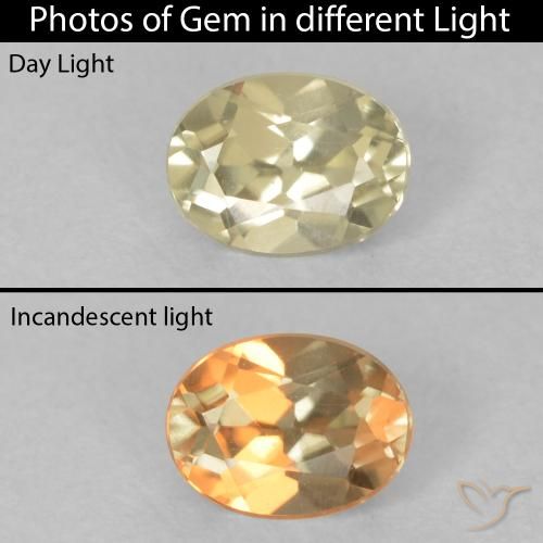 0.38ct Natural Amarillo pálido Diásporo con Cambio de Color, Ovalada, VS