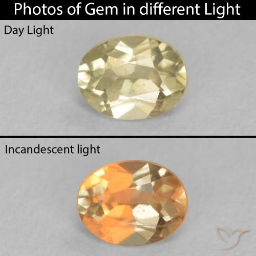 0.36ct Natural Amarillo claro Diásporo con Cambio de Color, Ovalada, VS