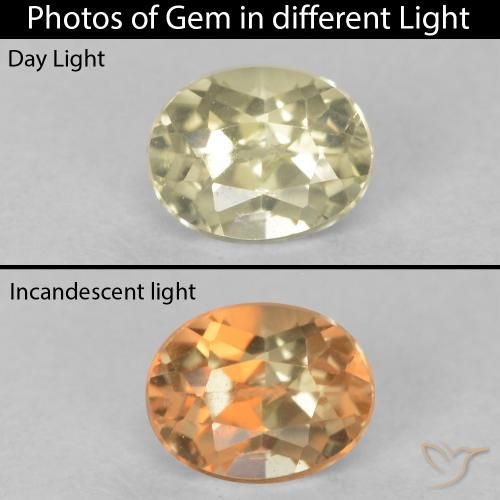 0.40ct Natural Amarillo claro Diásporo con Cambio de Color, Ovalada, VS