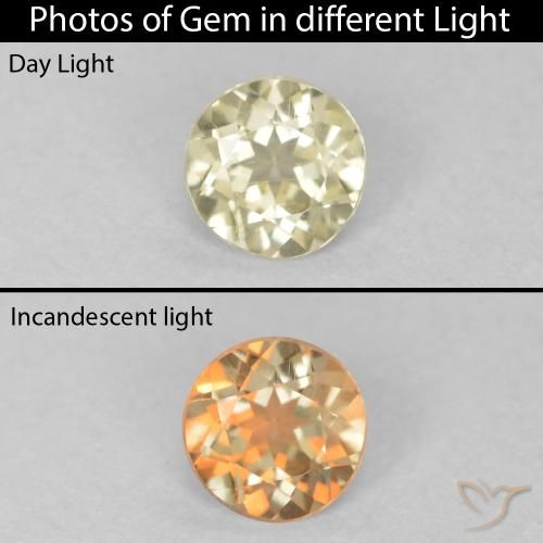 0.31ct Natural Amarillo claro Diásporo con Cambio de Color, Redondo, VVS-VS
