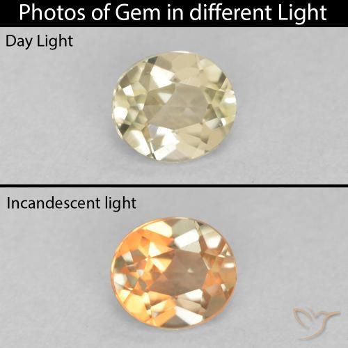 0.34ct Natural Amarillo claro Diásporo con Cambio de Color, Ovalada, VVS-VS