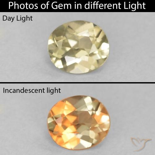 0.34ct Natural Amarillo claro Diásporo con Cambio de Color, Ovalada, VVS-VS
