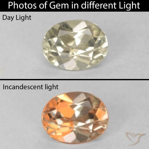0.53ct Natural Amarillo suave Diásporo con Cambio de Color, Ovalada, VVS-VS
