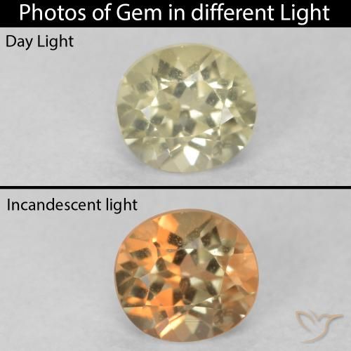 0.39ct Natural Amarillo suave Diásporo con Cambio de Color, Ovalada, VVS-VS