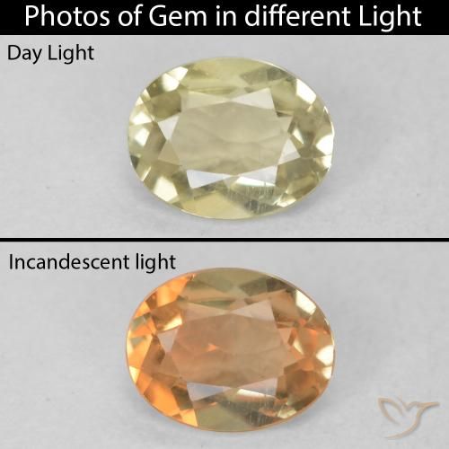 0.51ct Natural Amarillo suave Diásporo con Cambio de Color, Ovalada, VVS-VS