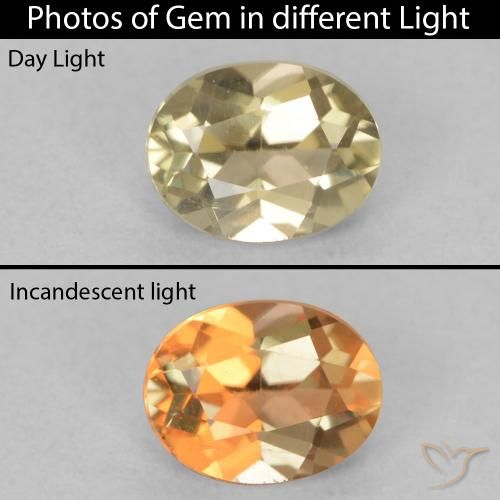 0.66ct Natural Amarillo cálido Diásporo con Cambio de Color, Ovalada, VVS-VS