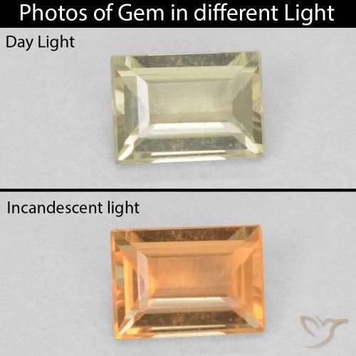 0.46ct Natural Amarillo suave Diásporo con Cambio de Color, Corte Baguette, VVS-VS