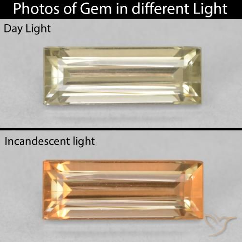 1.01ct Natural Amarillo claro Diásporo con Cambio de Color, Corte Baguette, VVS-VS