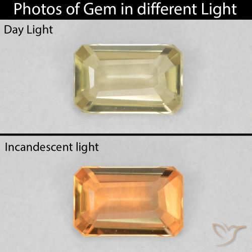0.28ct Natural Amarillo claro Diásporo con Cambio de Color, corte esmeralda, VVS-VS