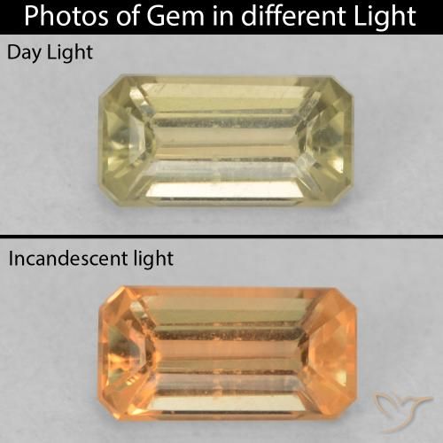 0.45ct Natural Amarillo claro Diásporo con Cambio de Color, corte esmeralda, VVS-VS