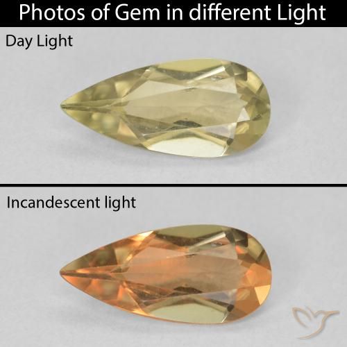 1.70ct Natural Amarillo pálido Diásporo con Cambio de Color, En forma de pera, VVS-VS