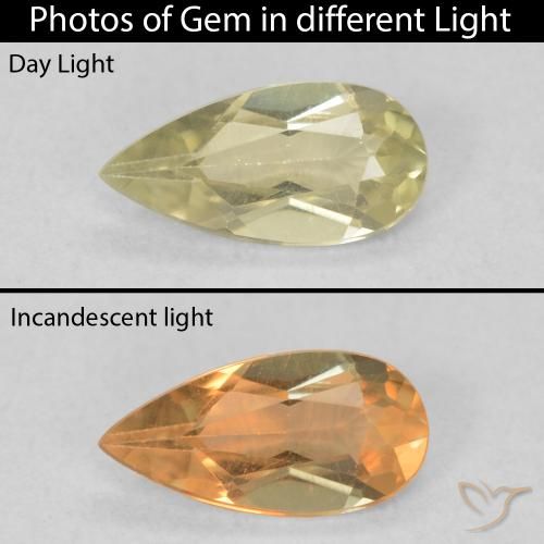 0.55ct Natural Amarillo claro Diásporo con Cambio de Color, En forma de pera, VS