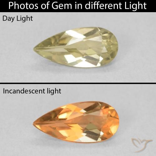 0.70ct Natural Amarillo claro Diásporo con Cambio de Color, En forma de pera, VVS-VS
