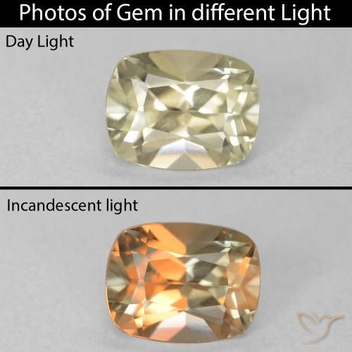 0.86ct Natural Beige amarillo Diásporo con Cambio de Color, Forma Cojín, VVS-VS, Photo A