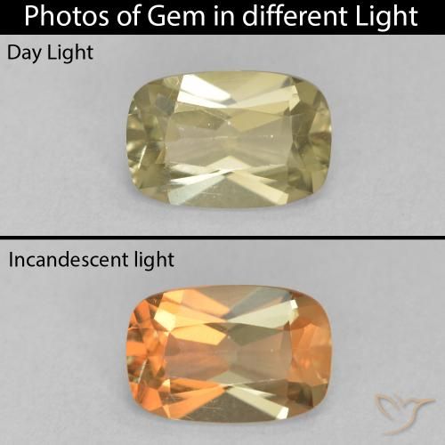 1.51ct Natural Amarillo cálido Diásporo con Cambio de Color, Forma Cojín, VVS-VS