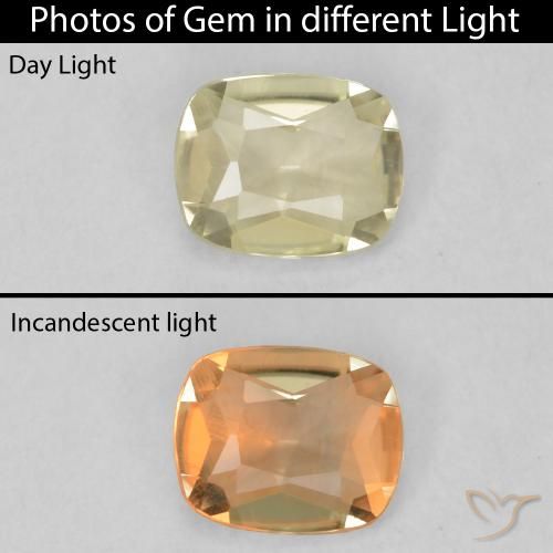 0.41ct Natural Amarillo claro Diásporo con Cambio de Color, Forma Cojín, VVS-VS