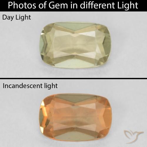 0.59ct Natural Amarillo claro Diásporo con Cambio de Color, Forma Cojín, VVS-VS