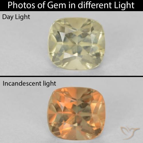 0.64ct Natural Amarillo muy claro Diásporo con Cambio de Color, Forma Cojín, VVS-VS