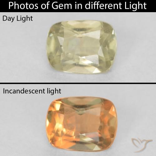 0.45ct Natural Amarillo claro Diásporo con Cambio de Color, Forma Cojín, VVS-VS