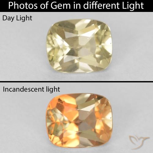 0.72ct Natural Amarillo claro Diásporo con Cambio de Color, Forma Cojín, VVS-VS