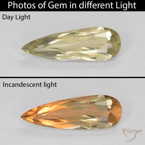 1.22ct Natural Amarillo medio Diásporo con Cambio de Color, En forma de pera, VVS-VS