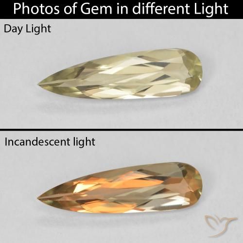 0.84ct Natural Amarillo claro Diásporo con Cambio de Color, En forma de pera, VVS-VS