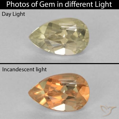 0.41ct Natural Amarillo medio Diásporo con Cambio de Color, En forma de pera, VS