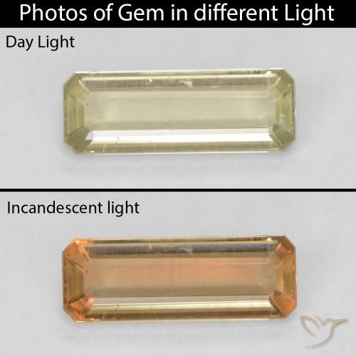 1.40ct Natural Amarillo suave Diásporo con Cambio de Color, corte esmeralda, VS