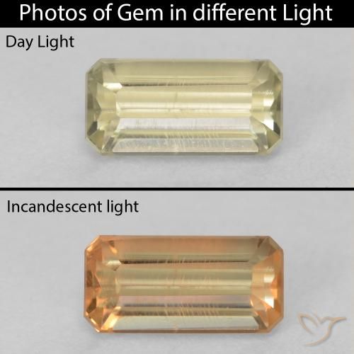 1.06ct Natural Amarillo claro Diásporo con Cambio de Color, corte esmeralda, VVS-VS