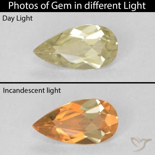 0.48ct Natural Amarillo claro Diásporo con Cambio de Color, En forma de pera, VVS