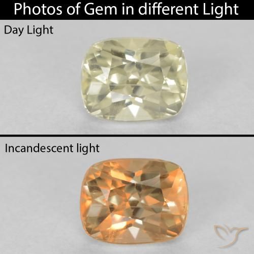 0.73ct Natural Amarillo claro Diásporo con Cambio de Color, Forma Cojín, VS