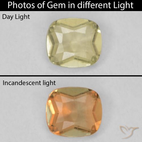 0.49ct Natural Amarillo suave Diásporo con Cambio de Color, Forma Cojín, VS