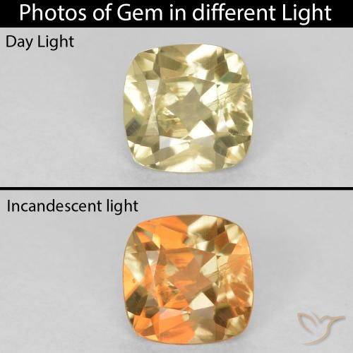 1.20ct Natural Amarillo claro Diásporo con Cambio de Color, Forma Cojín, VS