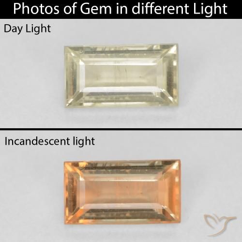 0.53ct Natural Amarillo claro Diásporo con Cambio de Color, Corte Baguette, VS