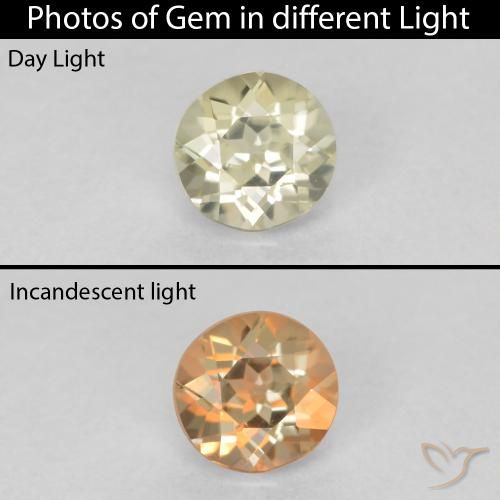 0.30ct Natural Amarillo claro Diásporo con Cambio de Color, Redondo, VS