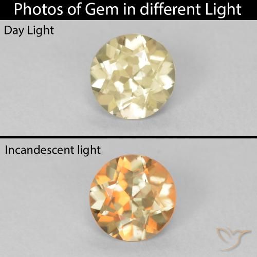 0.57ct Natural Amarillo claro Diásporo con Cambio de Color, Redondo, VS