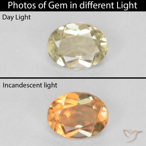 0.41ct Natural Amarillo claro Diásporo con Cambio de Color, Ovalada, VS