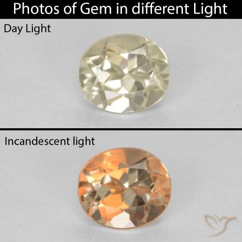 0.60ct Natural Amarillo claro Diásporo con Cambio de Color, Ovalada, VS