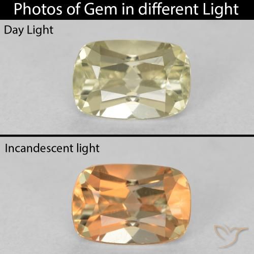0.97ct Natural Amarillo claro Diásporo con Cambio de Color, Forma Cojín, VVS