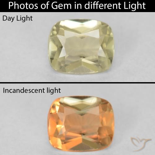 0.56ct Natural Amarillo claro Diásporo con Cambio de Color, Forma Cojín, VVS