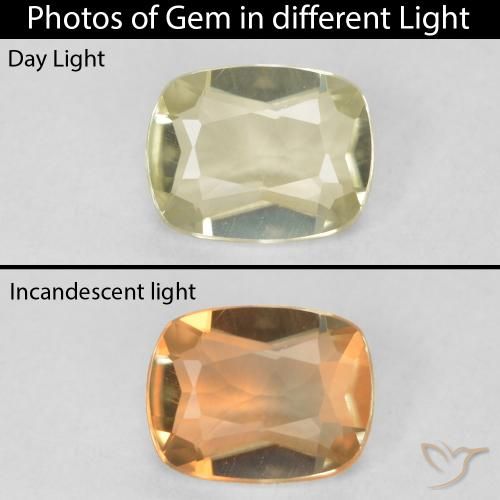 0.50ct Natural Amarillo claro Diásporo con Cambio de Color, Forma Cojín, VVS
